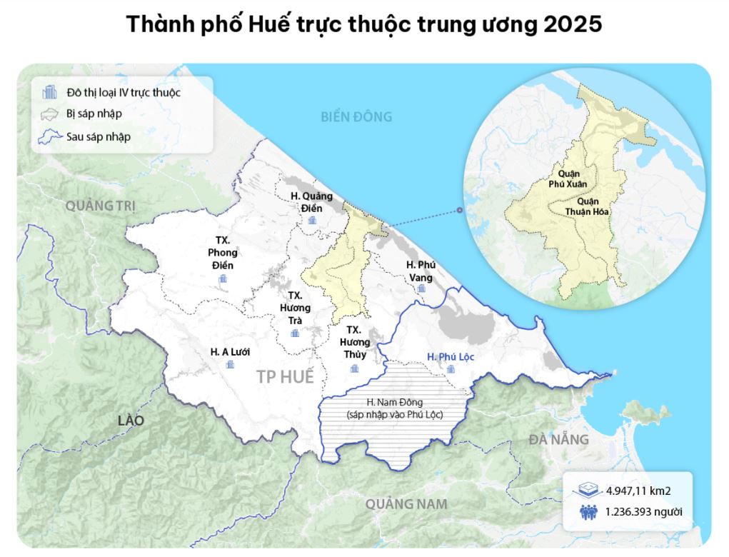 Hình hài TP Huế trực thuộc trung ương năm 2025